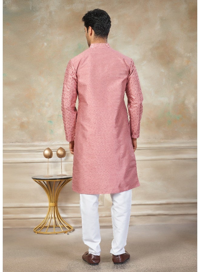 OUTLUK Pink Cotton Kurta Pajama for Men - Image 2